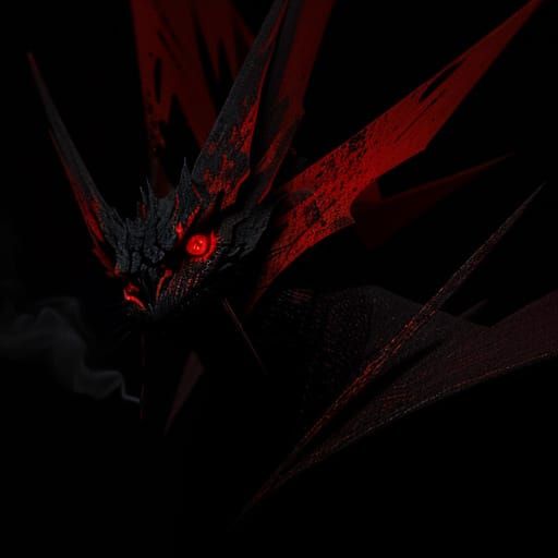 Dark Abstract Demon with Glowing Eyes