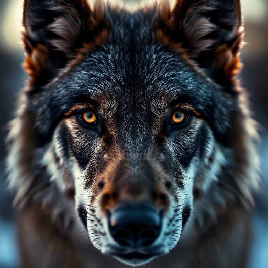 Gritty Wolf Portrait in Moody, High-Contrast Light