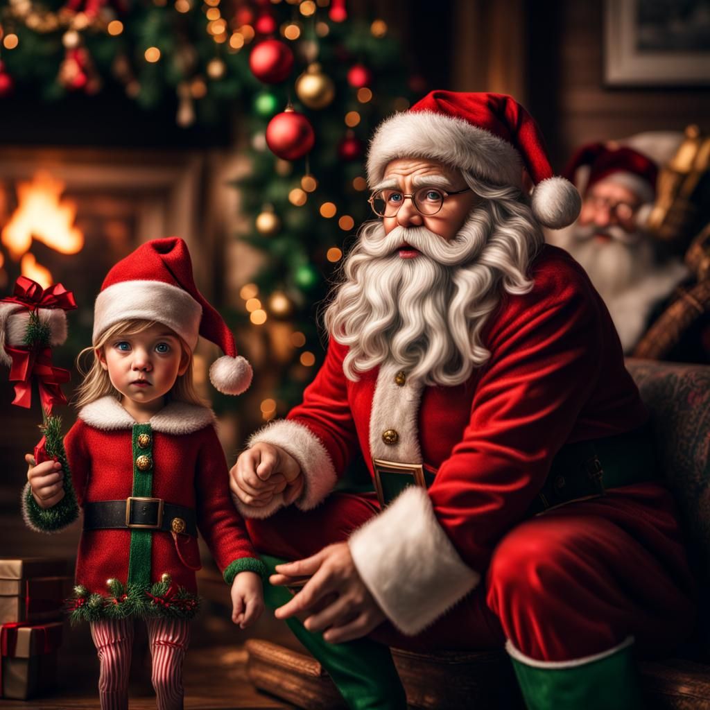 Hyperrealistic Christmas Scene with Santa's Elves