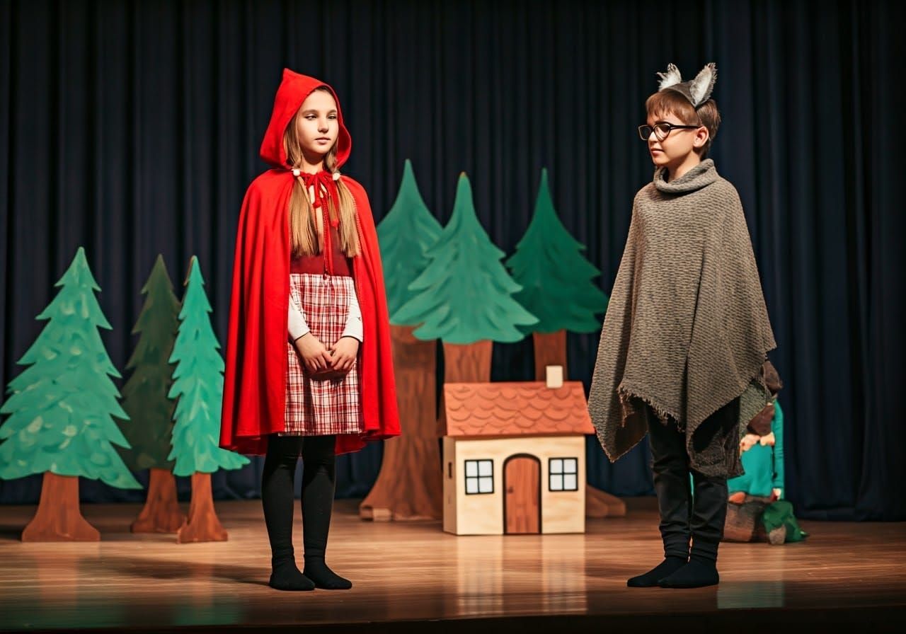 Whimsical School Play in Felt and Fabric Style