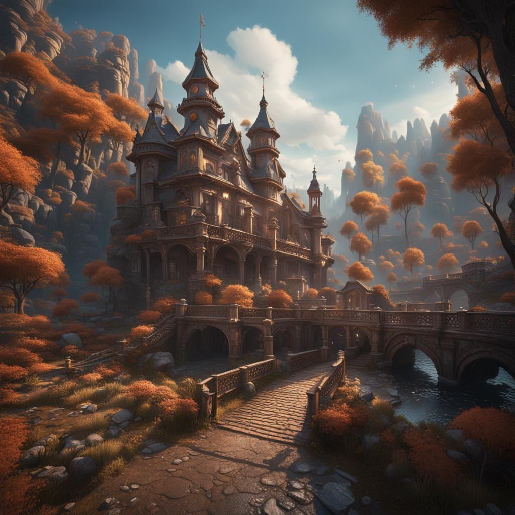Detailed Matte Painting in Deep Color