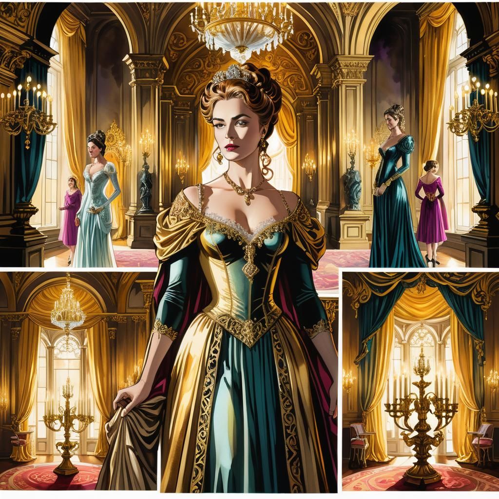 Elegant Art Nouveau Comic Book Illustration