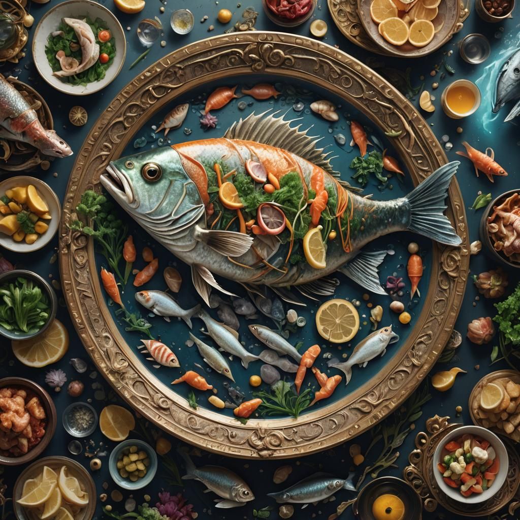 Stylish Fish Dish: Epic Digital Matte Painting