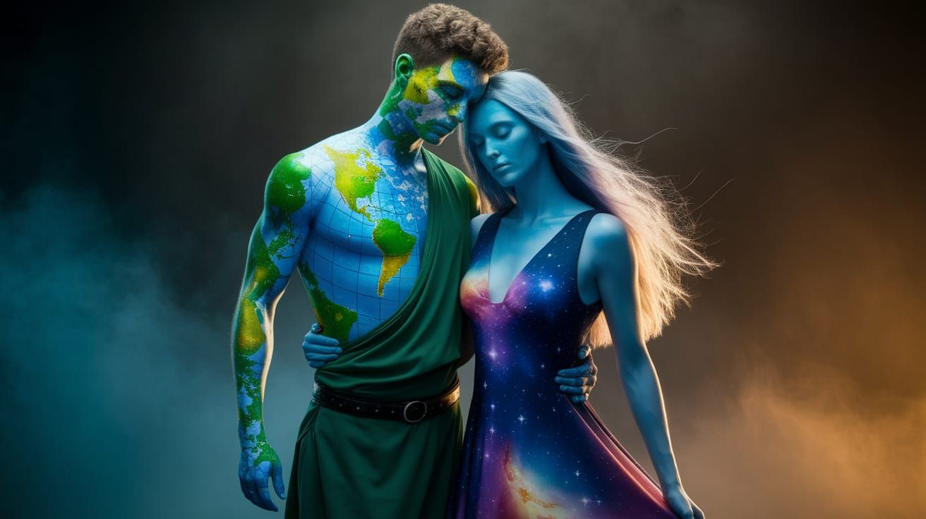 Ethereal Earth and Space Couple Portrait