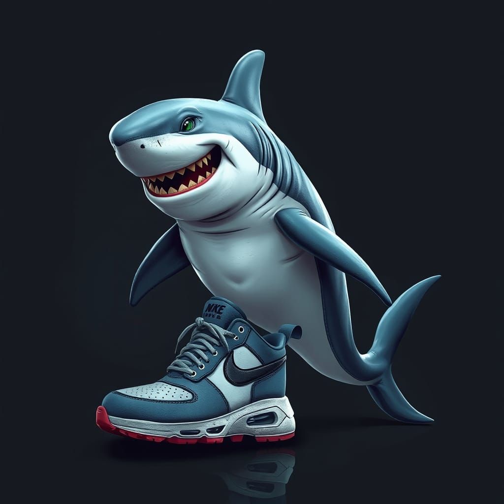 Shark Strutting in Nikes: Photorealistic AI Art