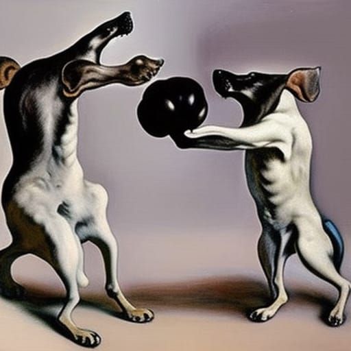 Surreal Dogs Boxing in Salvador Dali Style