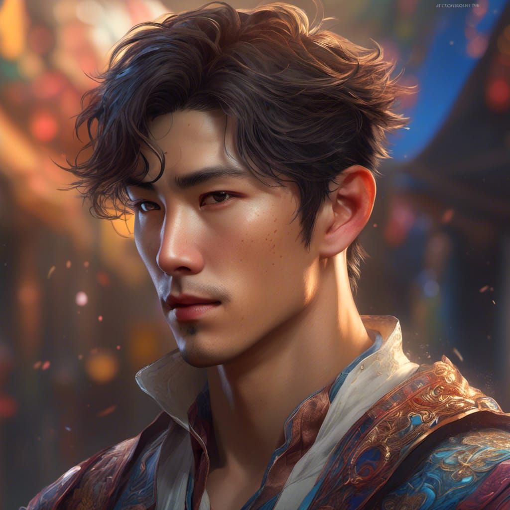 Hyperrealistic Portrait of a Young Korean Man