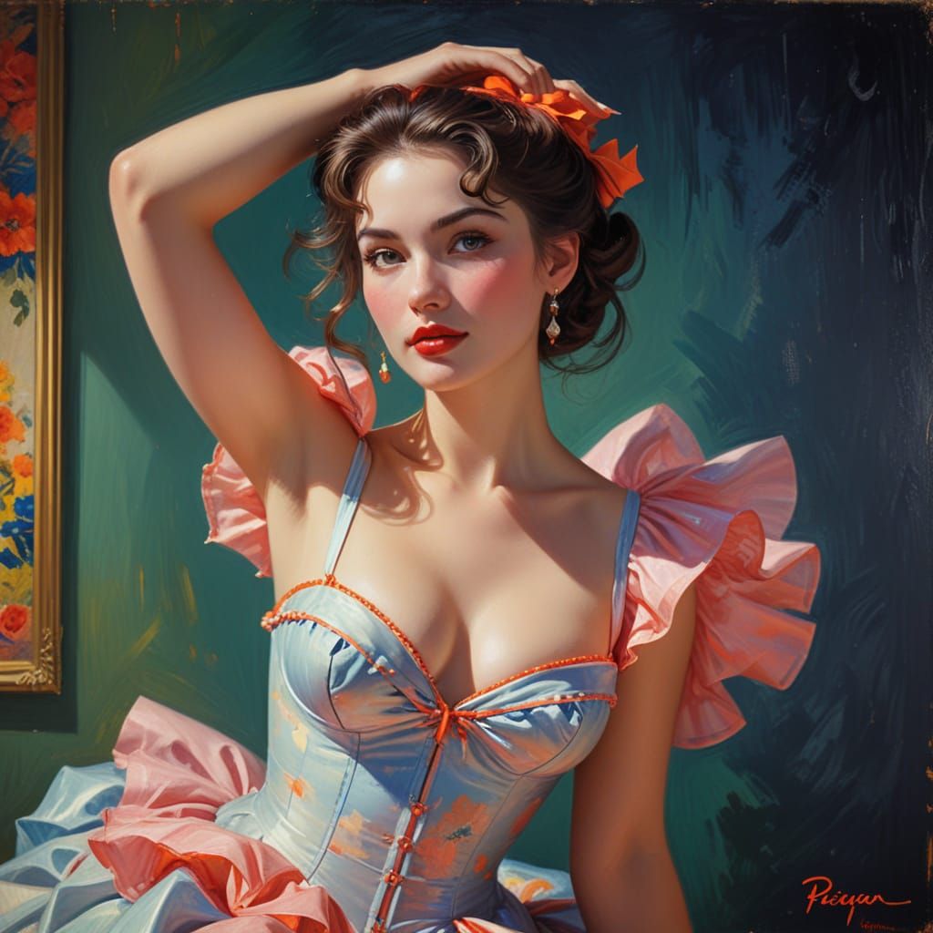 Stunning Woman: Impasto Brushstrokes and Hyperreal Colors