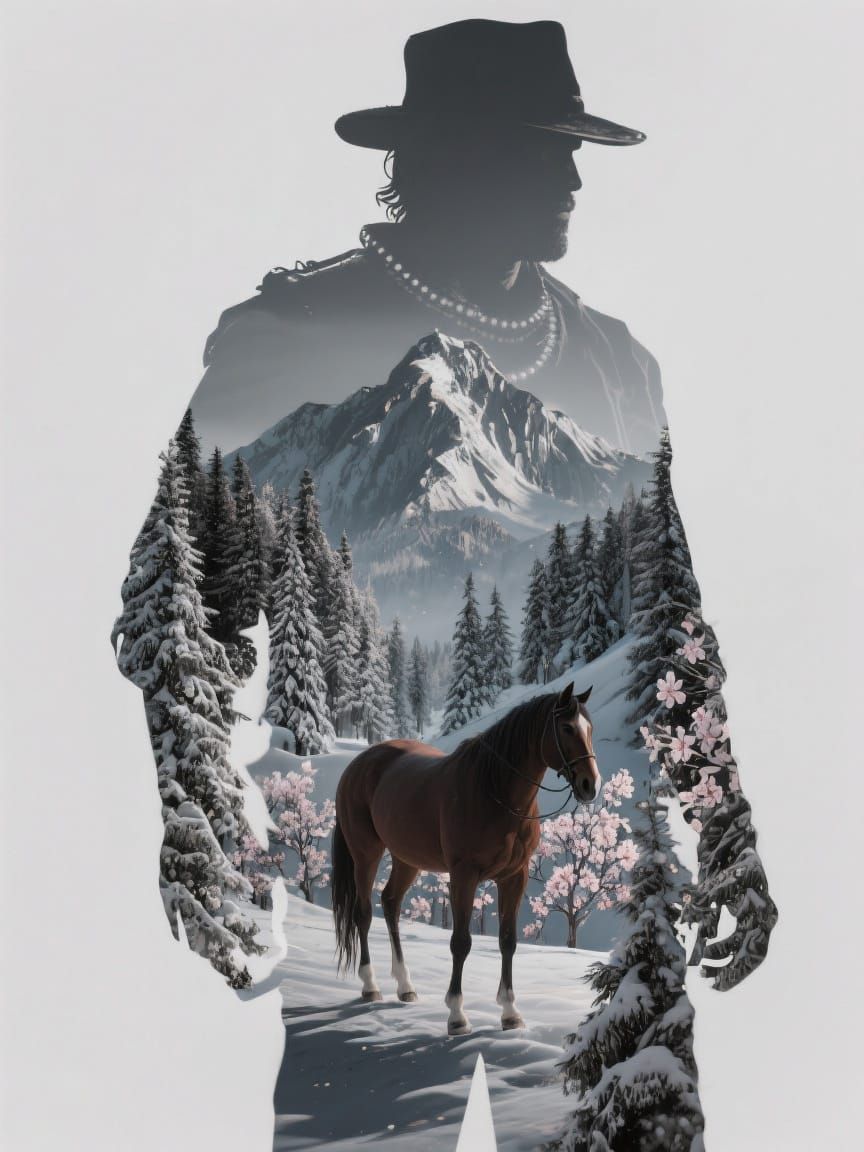Arthur Morgan Double Exposure Winter Landscape