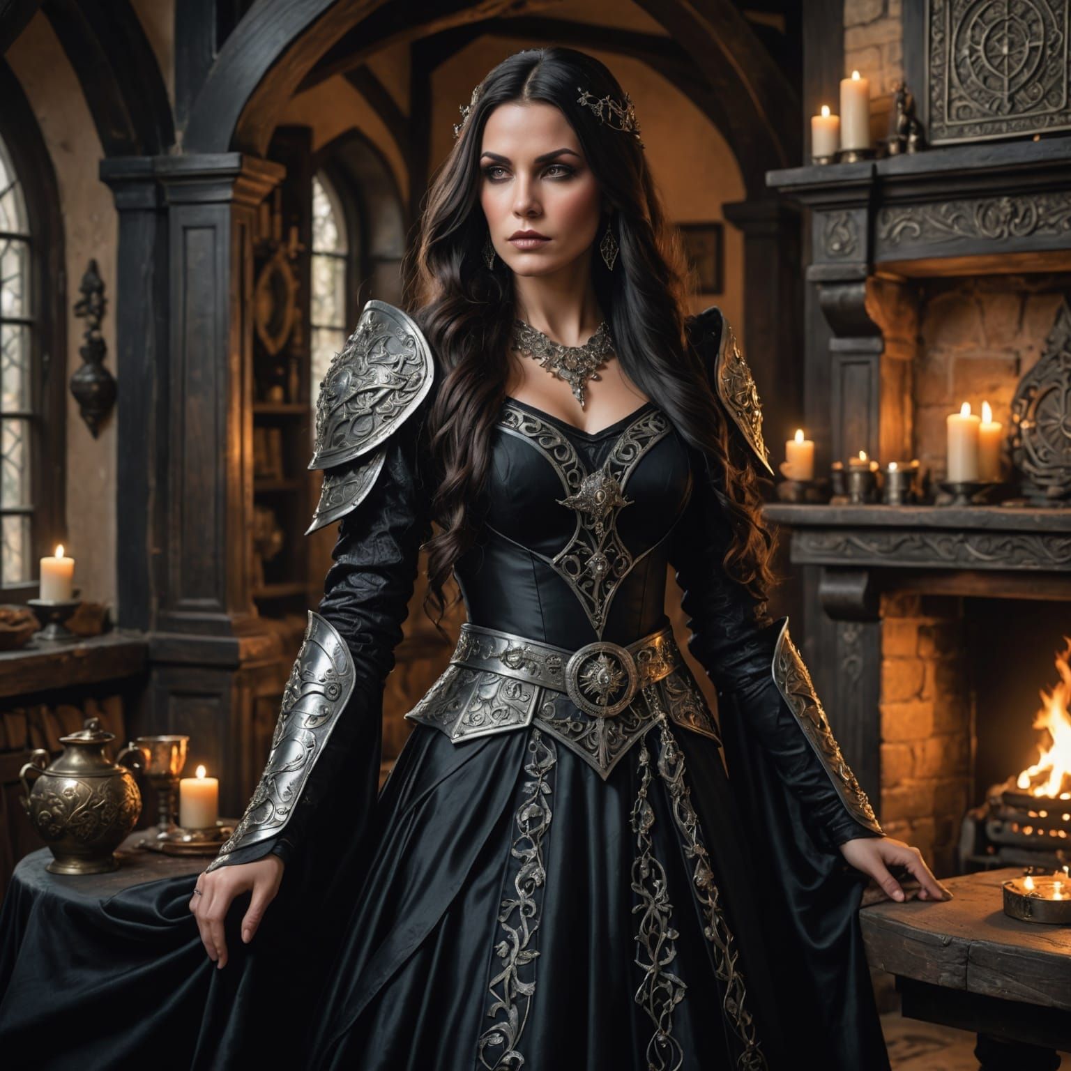 Dark Fantasy Witch Weaving Magic in CGI Style