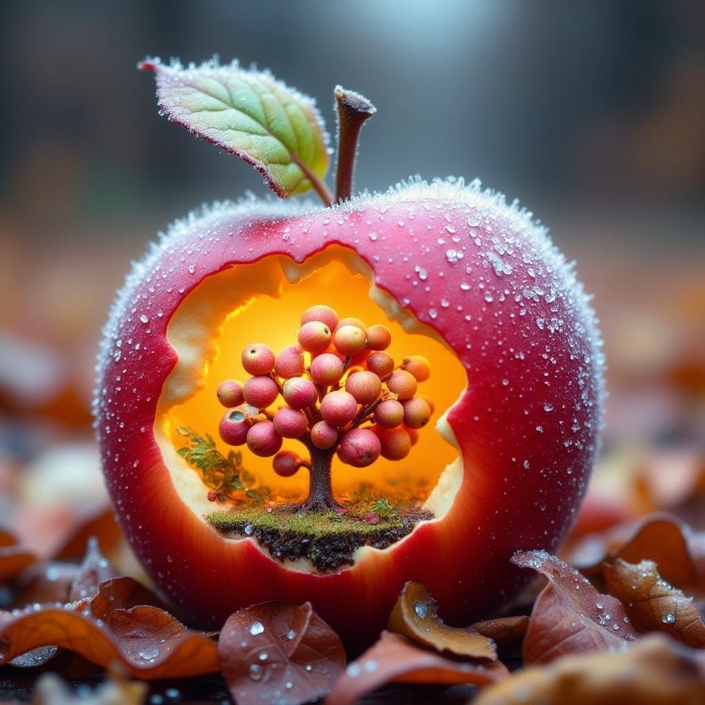 Autumn Fantasy Apple Scene in Glowing Warmth