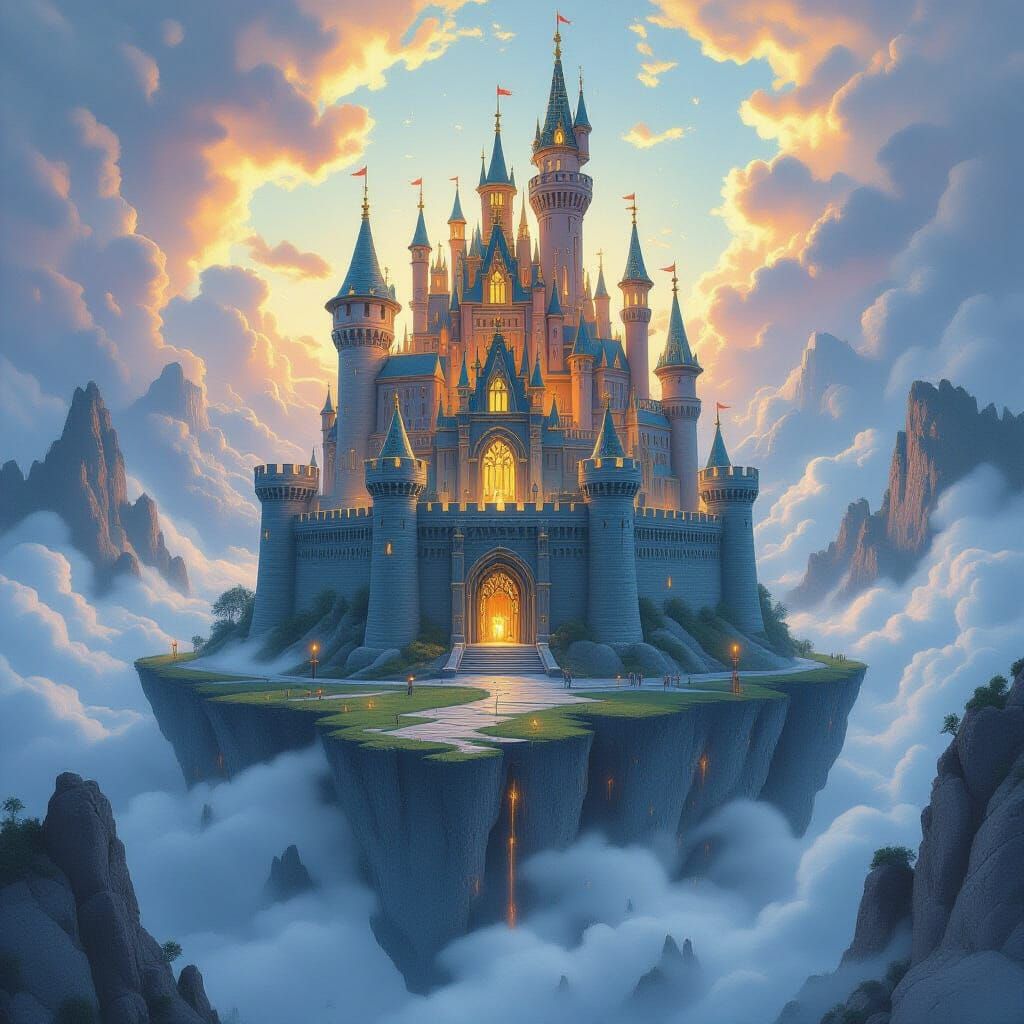 Fantasy Castle Made of Pencils on Graphite Island