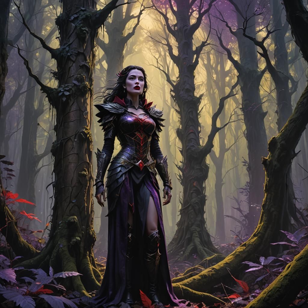 Mysterious Sorceress in Dark Fantasy Art Style