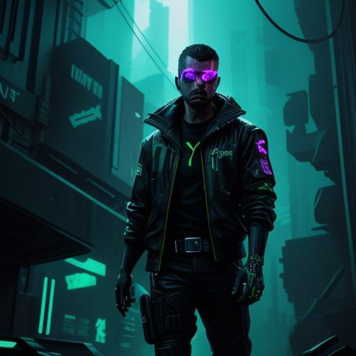 Cyberpunk Puma Stalks Prey in Dystopian Jungle