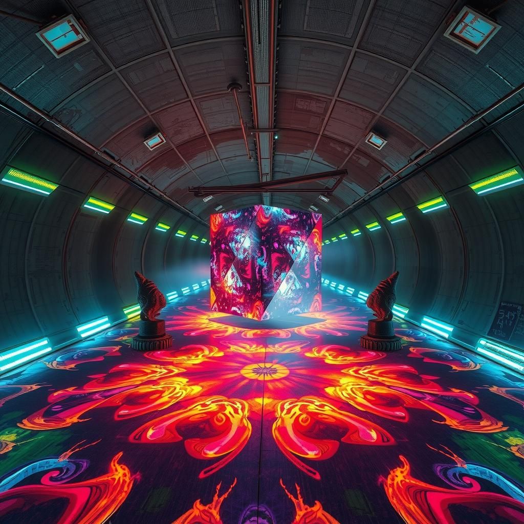 Surreal 4D Gallery in Dystopian Metro Tunnel