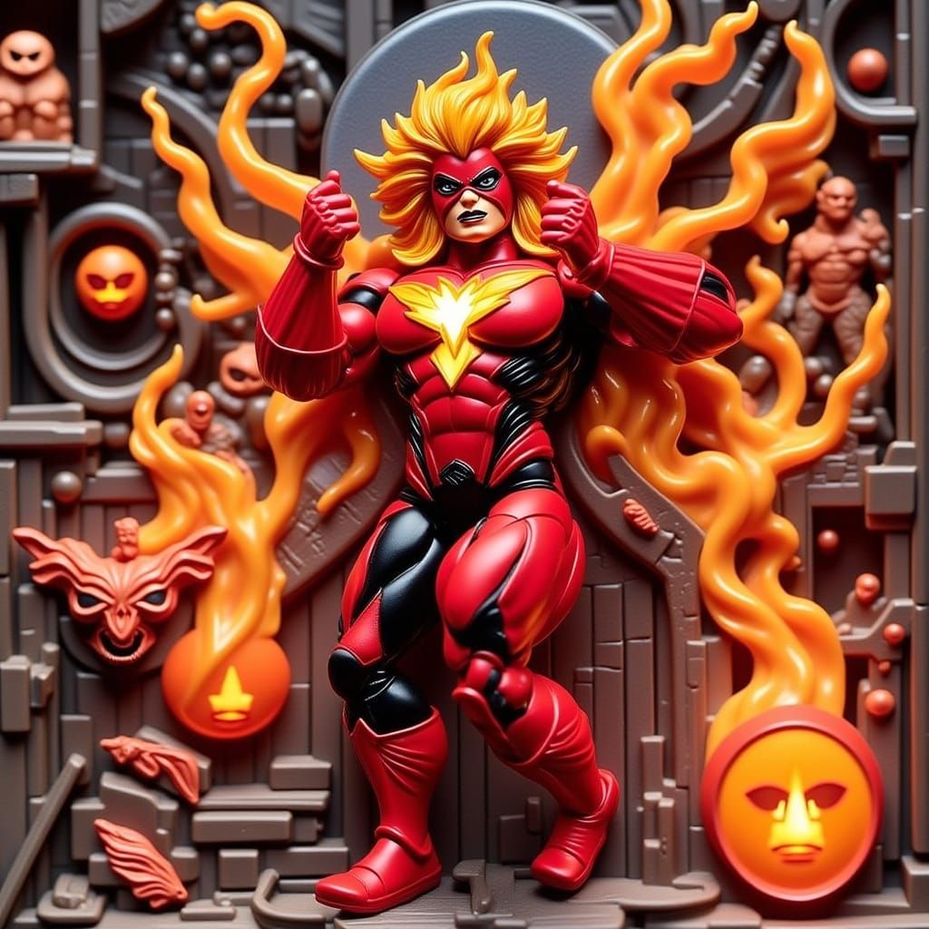 Dark Phoenix Action Figure in Comic Book Style Packaging
