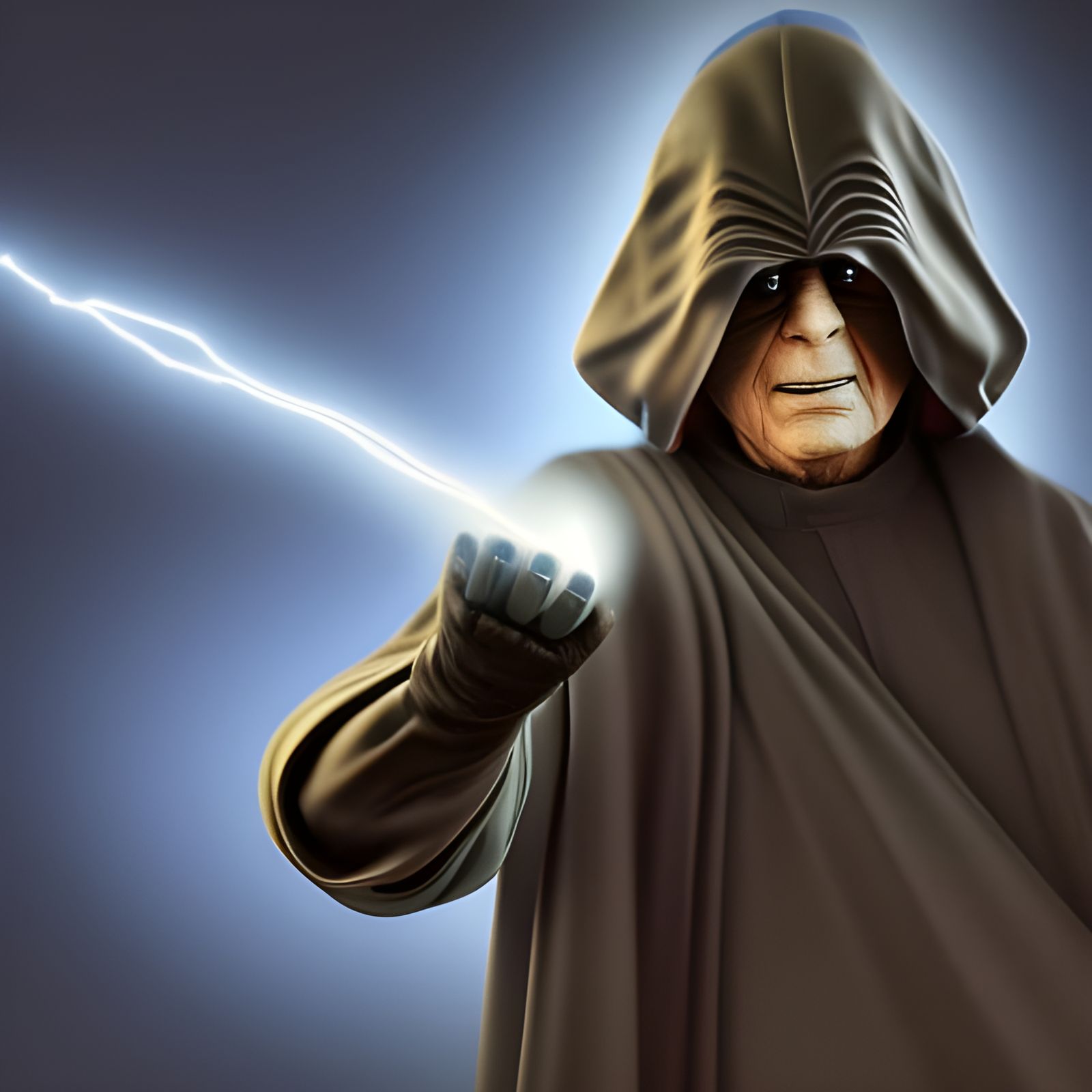 Emperor Palpatine Wielding Lightning: 3D Digital Art