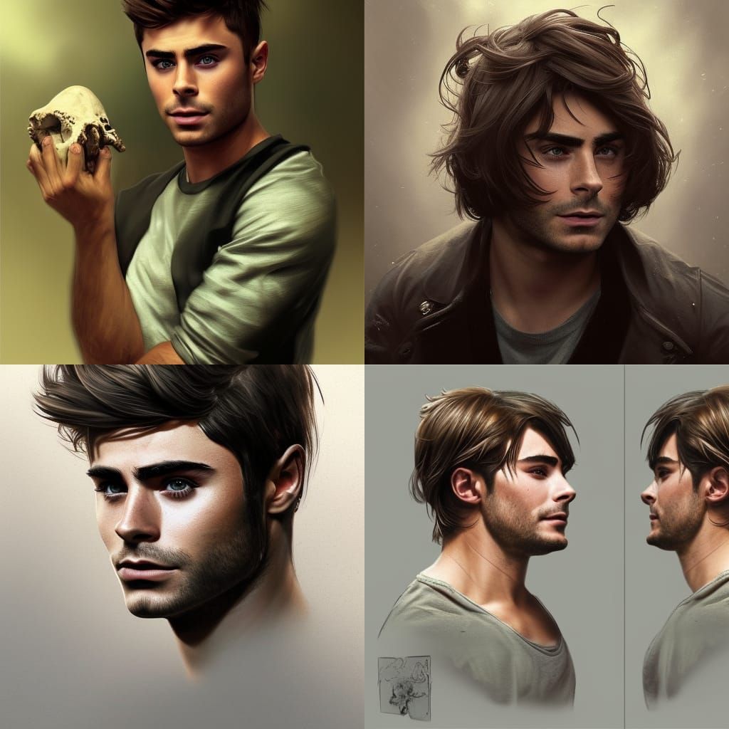 Hyperrealistic Portrait of Young Man in Art Nouveau Style