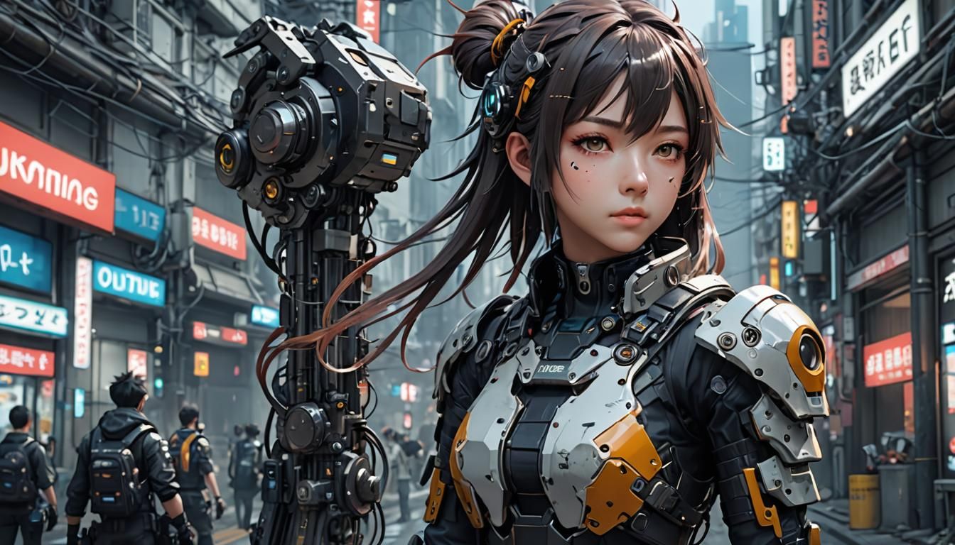 Detailed Biopunk Scene in 3D Anime Style