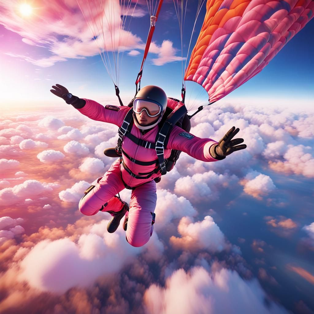 Skydiver's Descent: Epic Cinematic Digital Painting