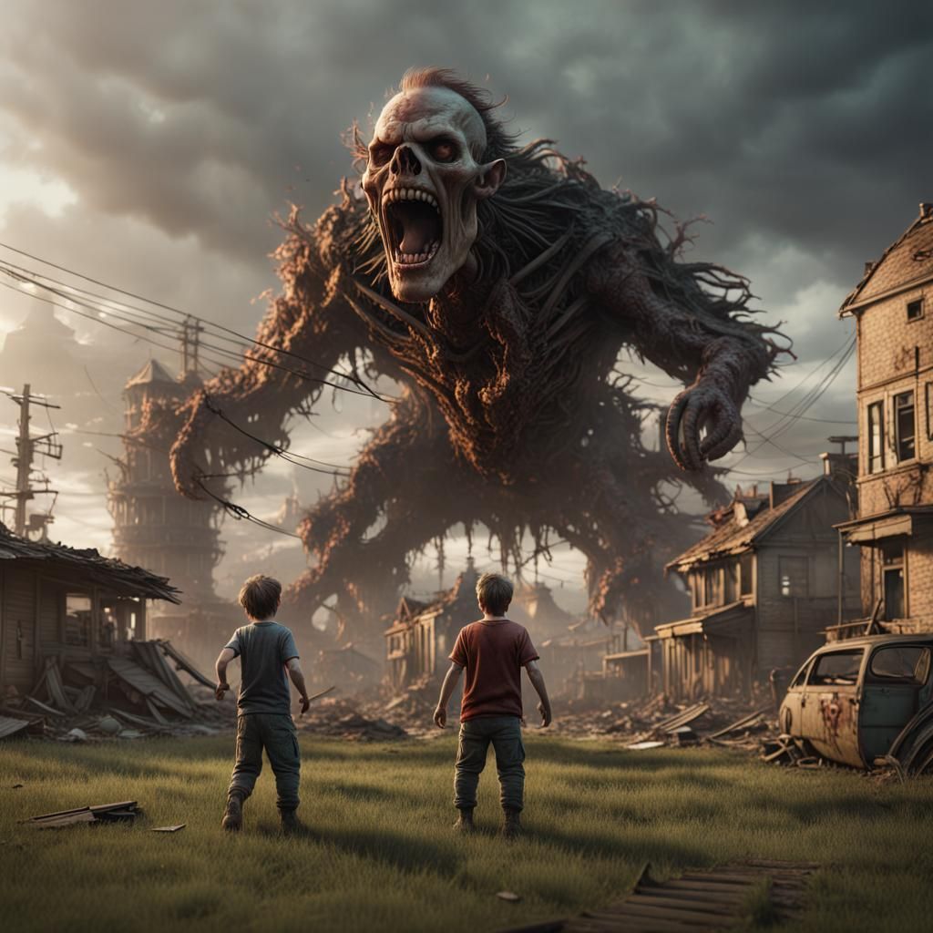 Post-Apocalyptic Man Yelling: Detailed Matte Painting