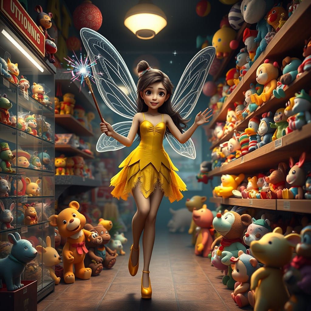 Surreal Fantasy Portrait of a Hispanic Fairy Bringing Toys t...
