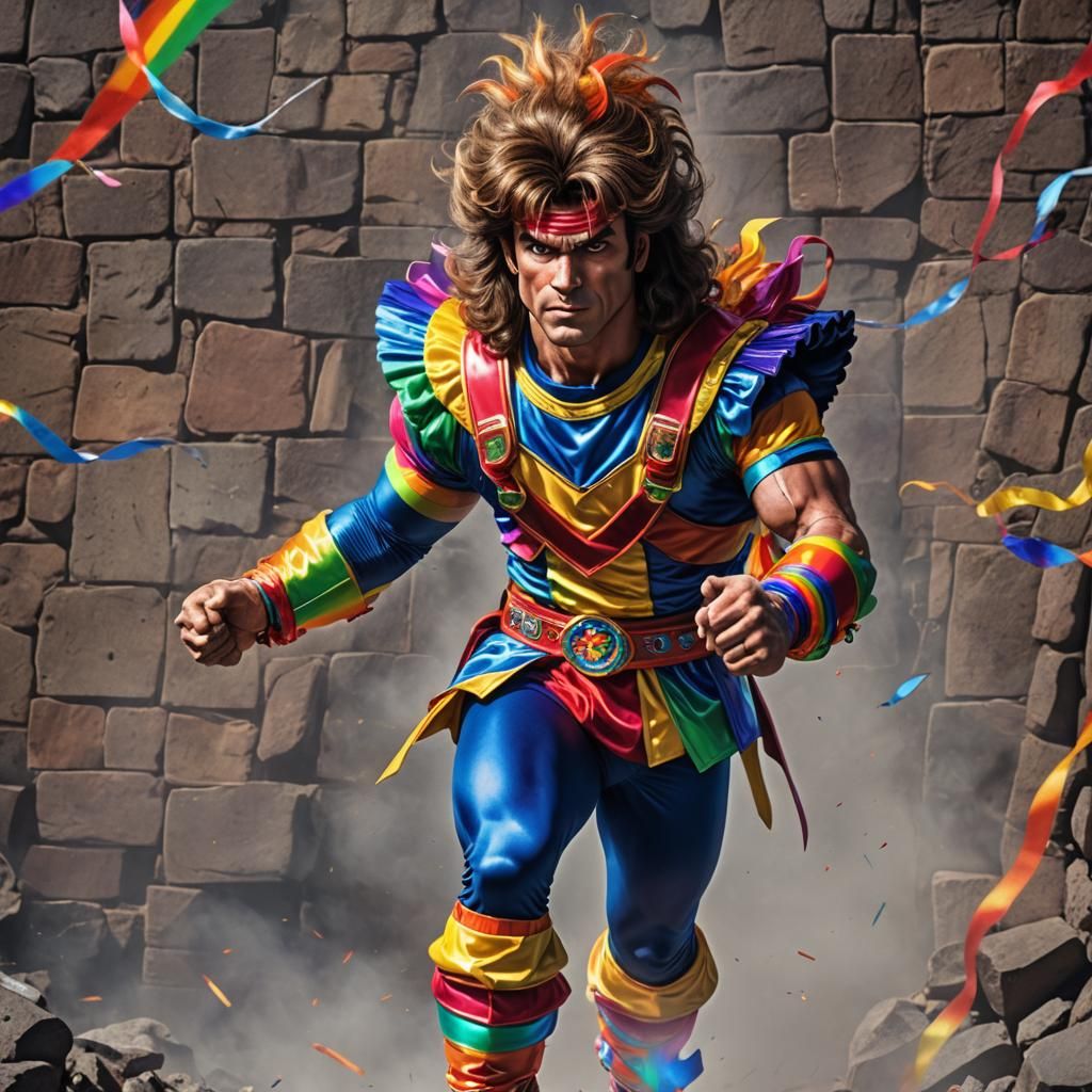 Rambo as Rainbow Brite: Hyperrealistic Action Hero