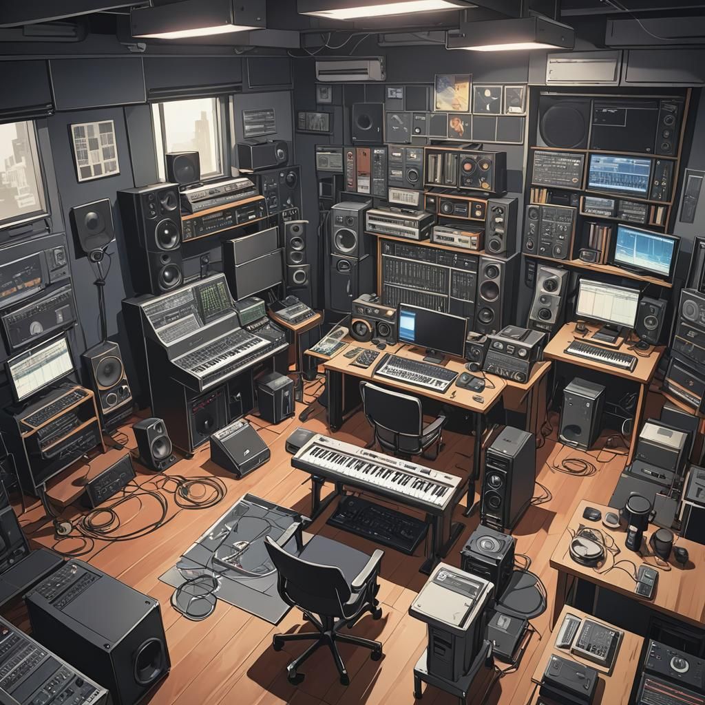Anime Music Studio by Studio Trigger in Cel-Shaded Style