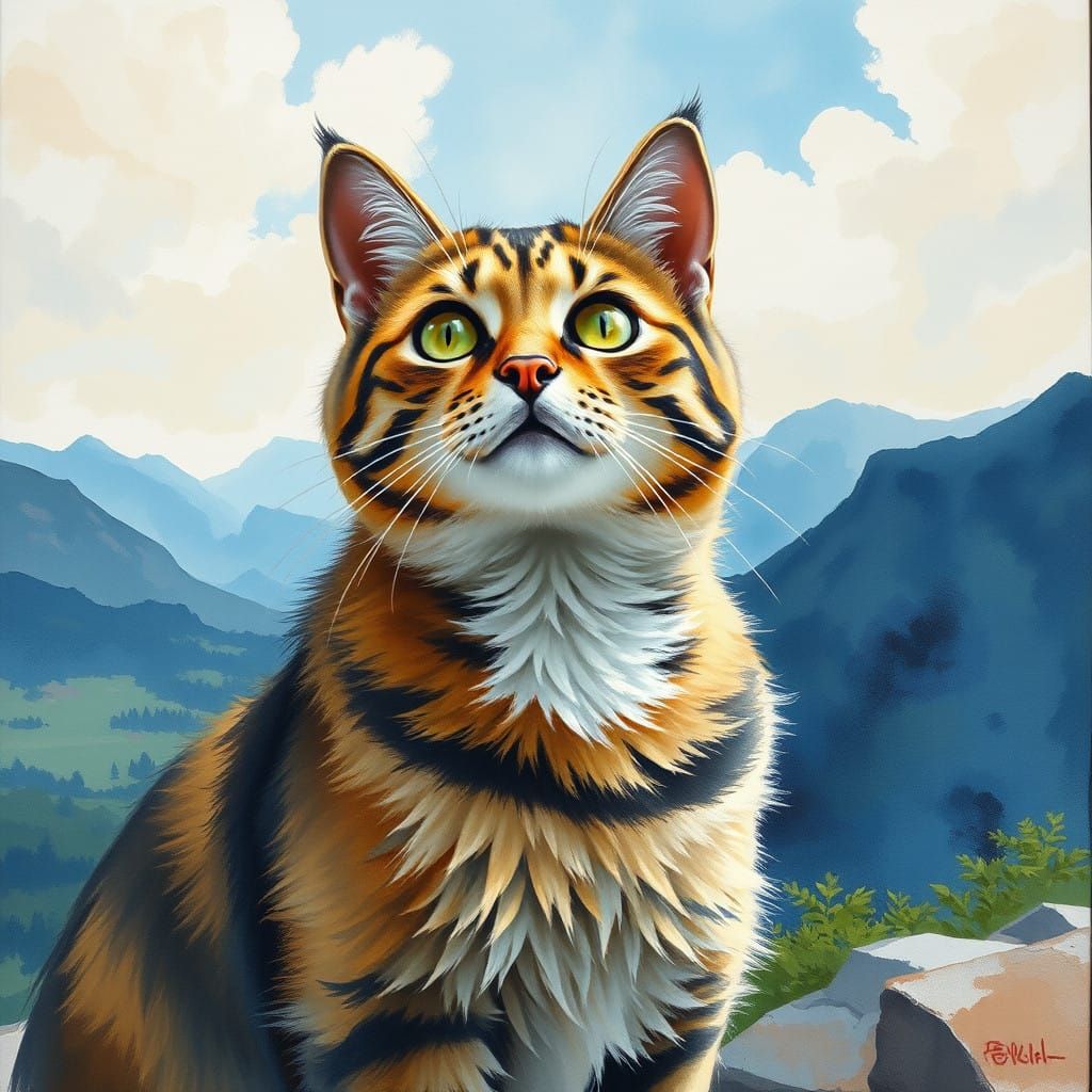 Epic Impressionist Masterpiece of a Cat in a Great View