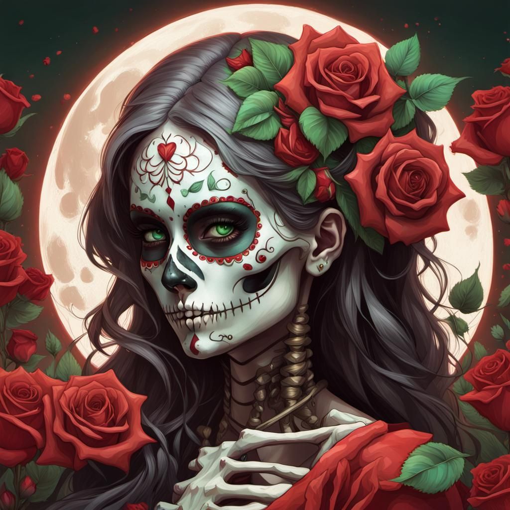 Day of the Dead Girl Portrait in Volumetric Lighting