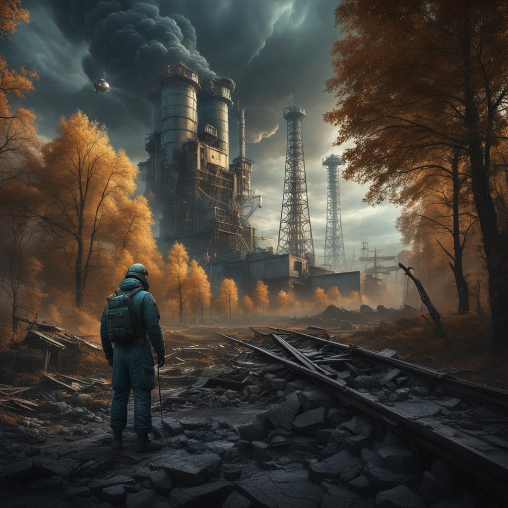 Man Before Chernobyl Nuclear Accident: Detailed Matte Painti...