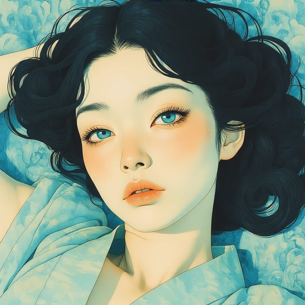 Asian Woman in Intricate Sepia Tones