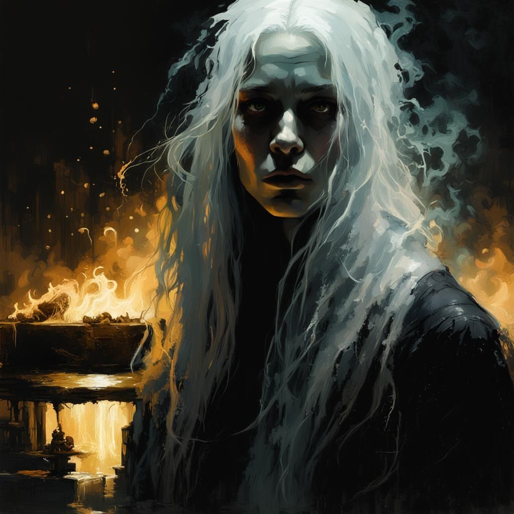 Dramatic Vampire Portrait with Neon Lighting