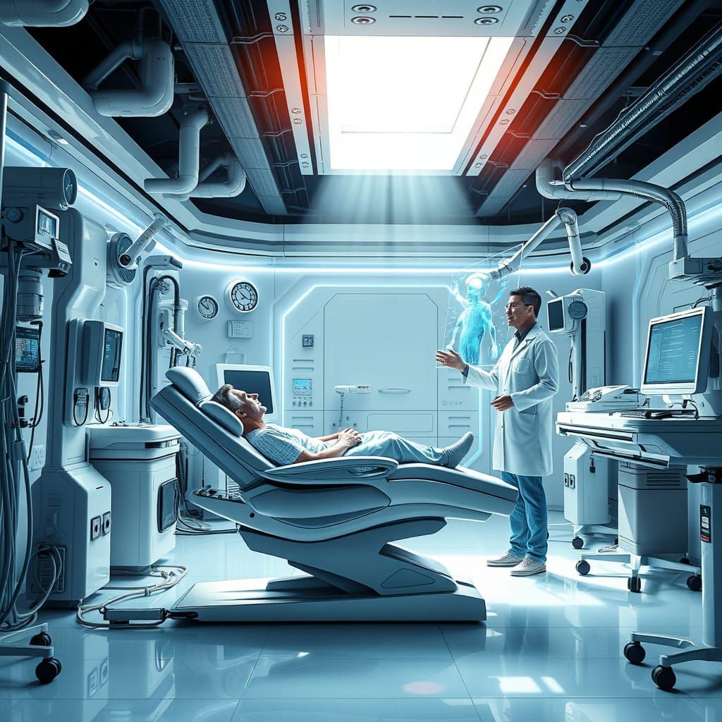 Futuristic Laboratory Interior with Advanced Medical Technol...