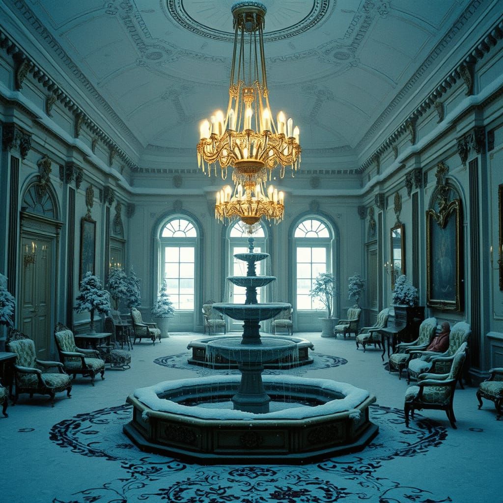 Abandoned Winter Palace Interior in Cinematic Style