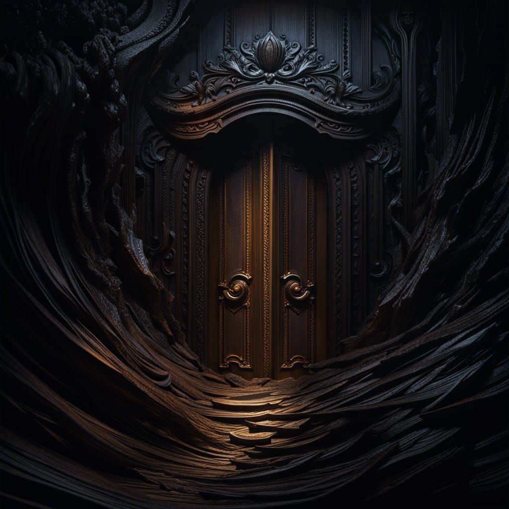 Eerie Eyes Peer From Dark Closet: Dark Fantasy Art