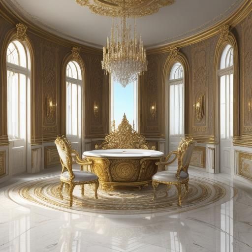 Baroque Bathroom Scene in Oil Painting Style