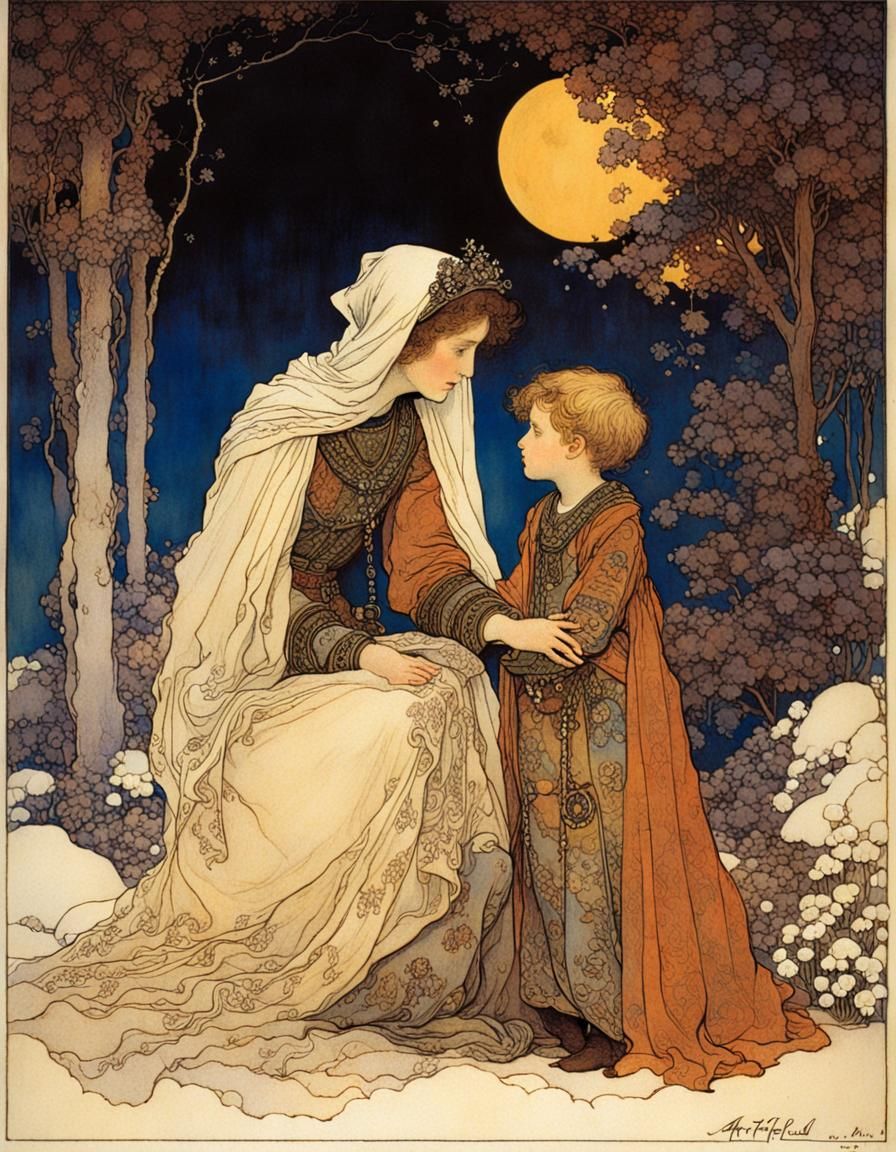 Whimsical Mother and Child Fantasy Illustration