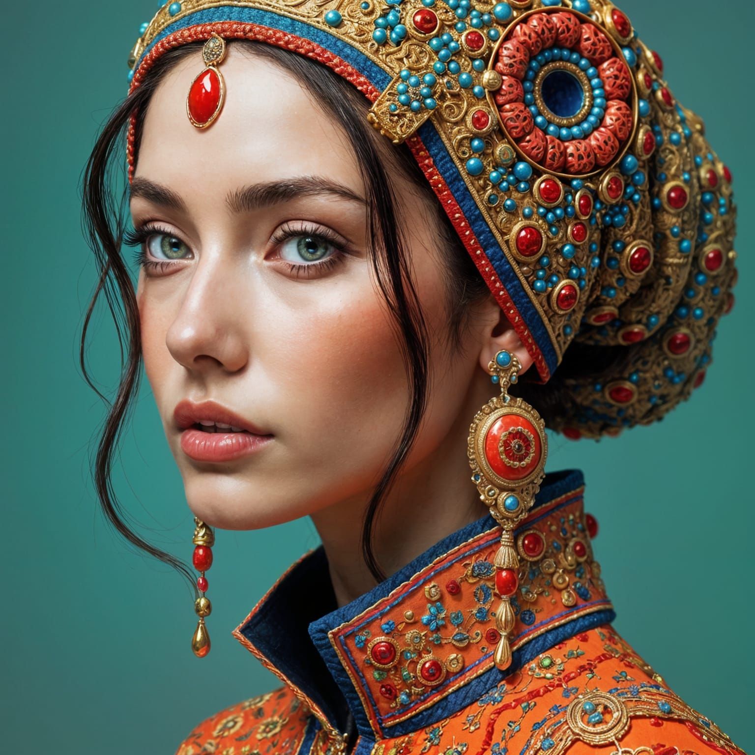 Hyperrealistic Portrait: Woman in Futuristic Fashion
