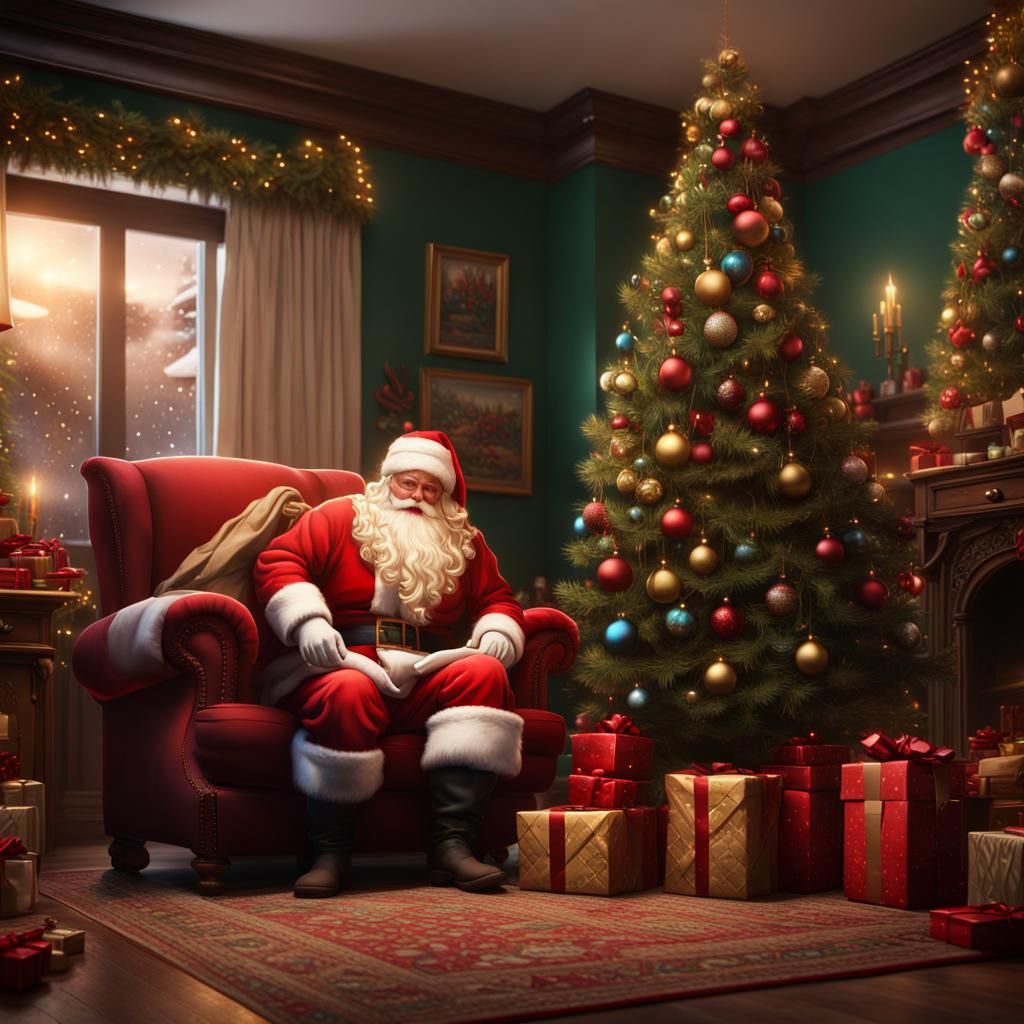 Santa Delivering Presents: Detailed Christmas Scene