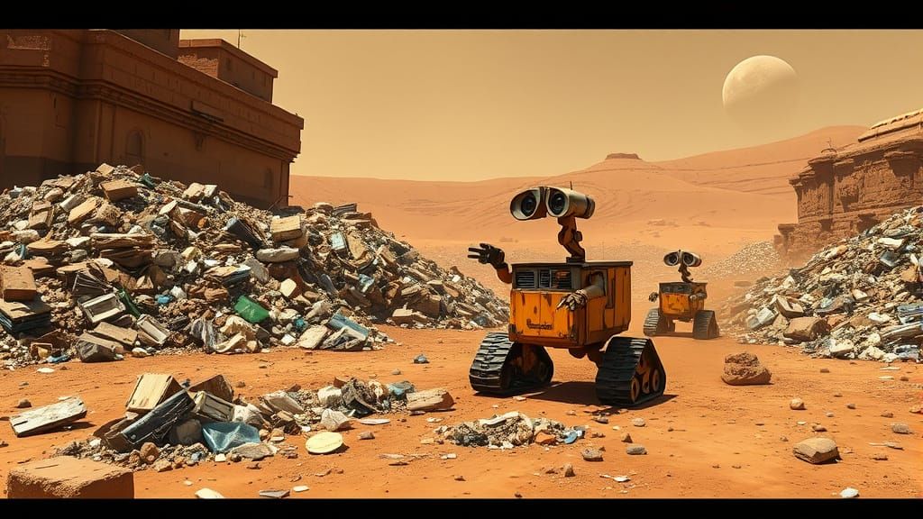 Dystopian Mars Colony Overwhelmed by Garbage