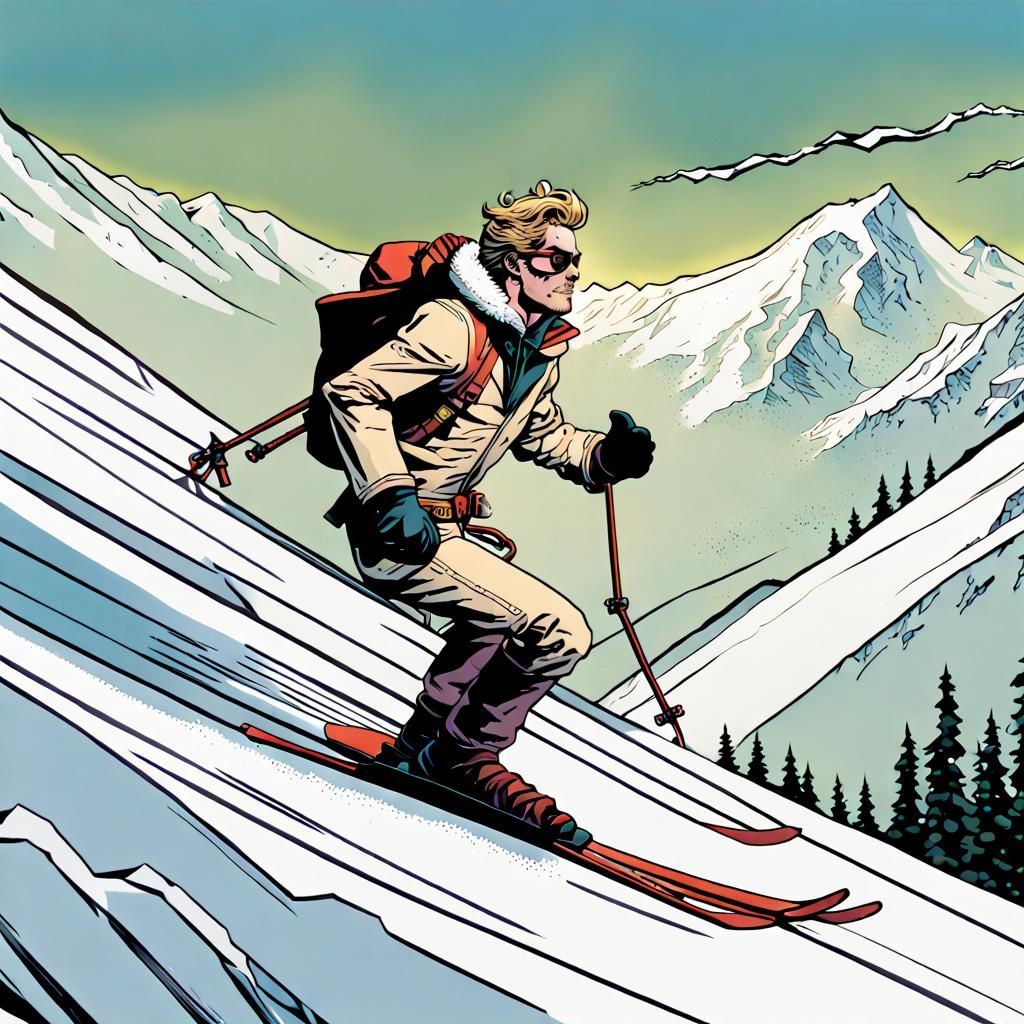 John Constantine Skiing Down a Mountain