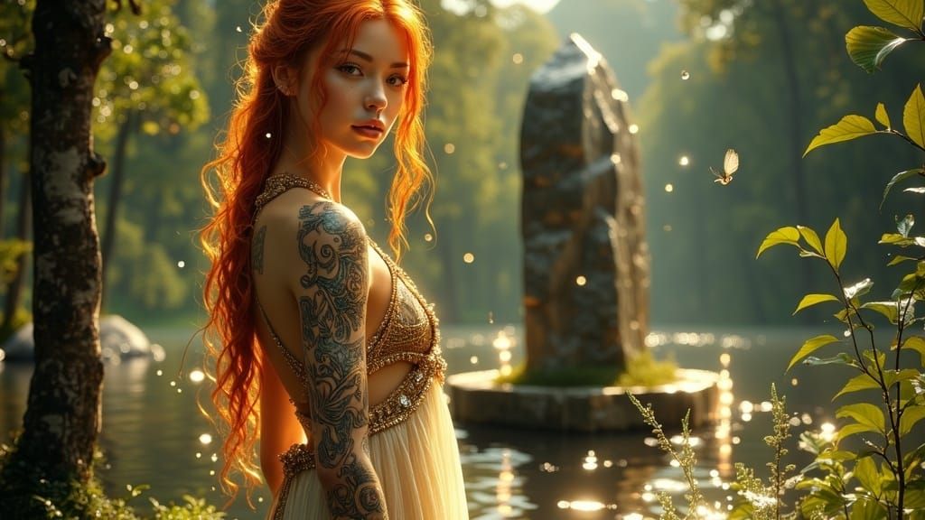 Ethereal Celtic Goddess in a Mystical Woodland
