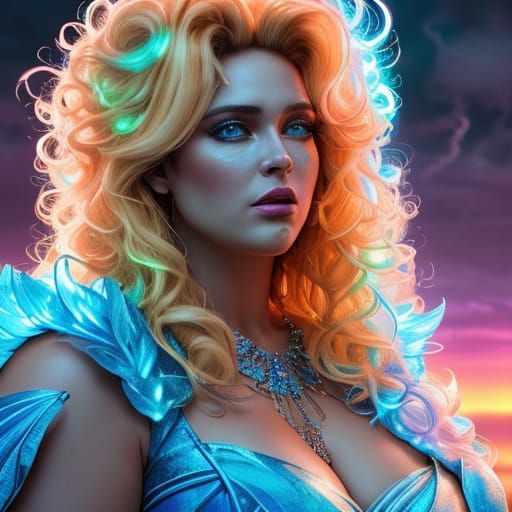 Moonlit Dream: Plus Size Woman in Electric Storm