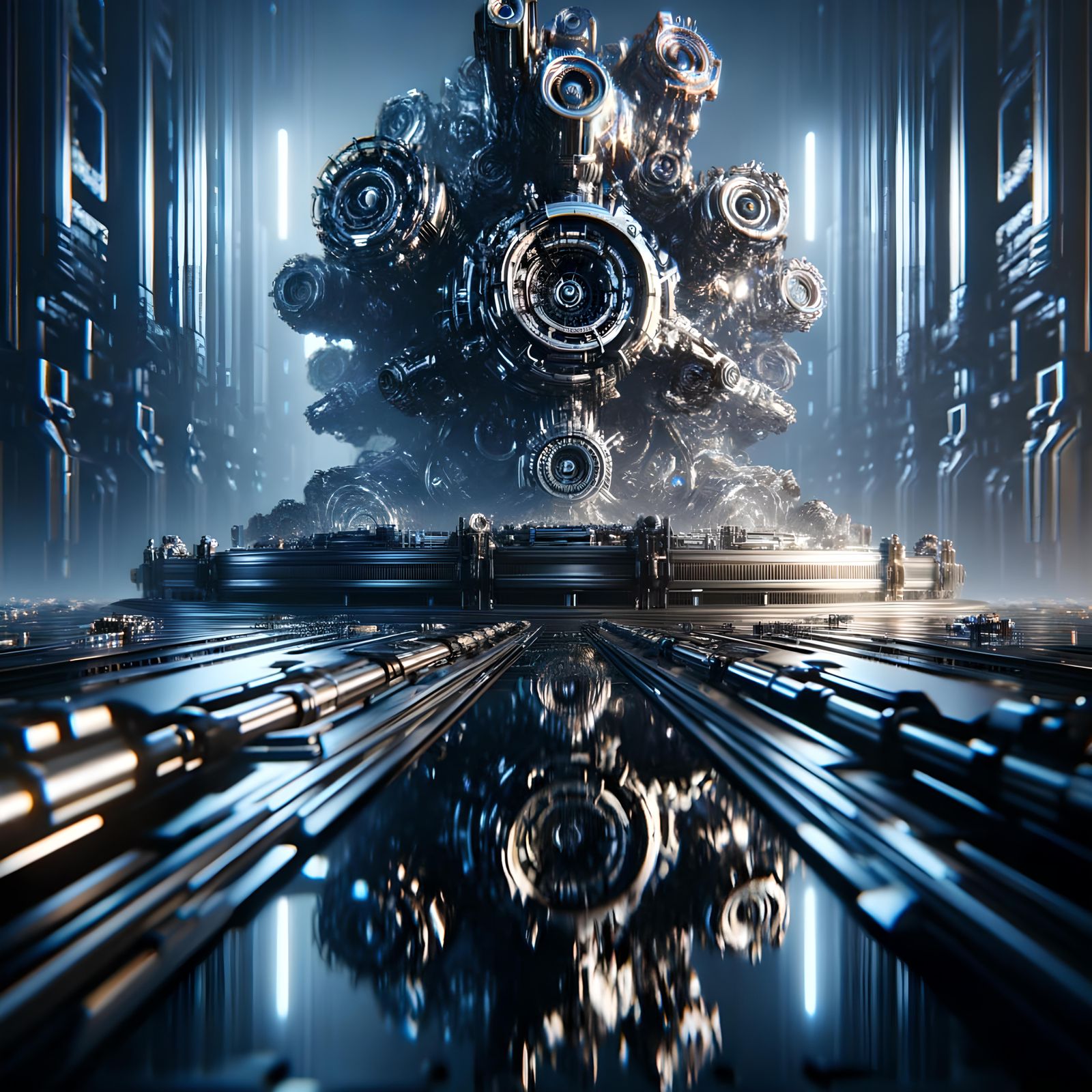 Detailed Sci-Fi Machine in Futuristic 3D Rendering