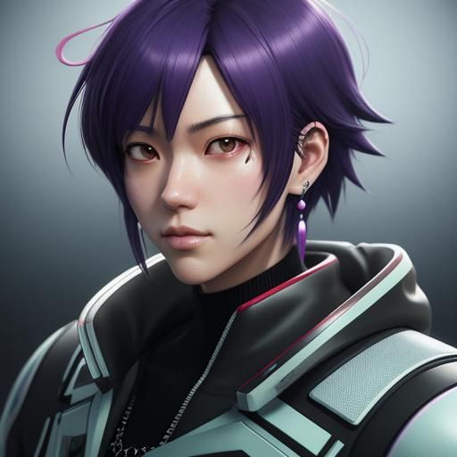 Anime Girl Smoking Weed in High-Tech 3D Portrait