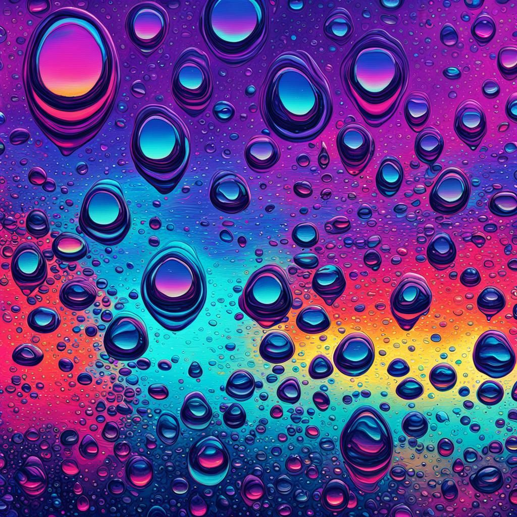 Synthwave Dew Drop Abstract Art