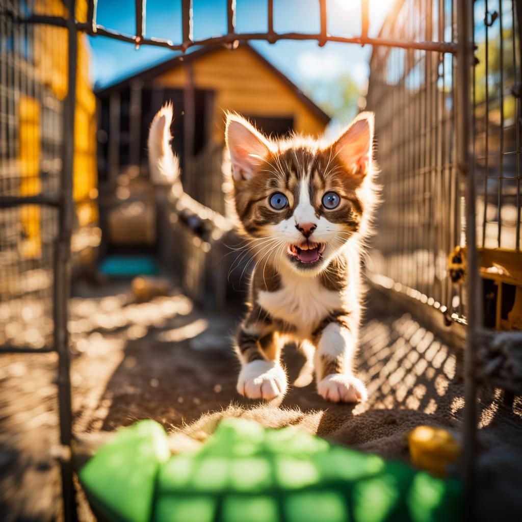 Kitten Photobombs Dog Pound in Whimsical Photo