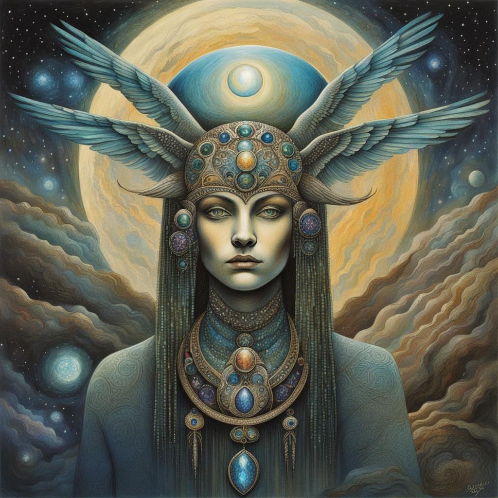 Starlight Woman-Eagle in Bejeweled Galactic Oasis