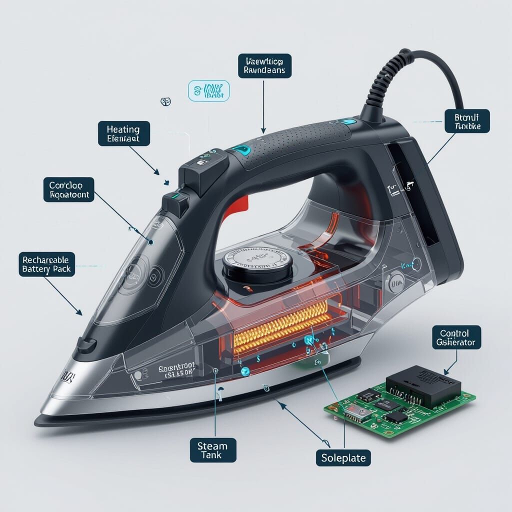 3D Cutaway Render of Rechargeable Electric Iron